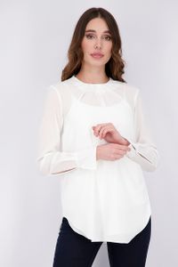 Womens Long Sleeves Overlay Top  White