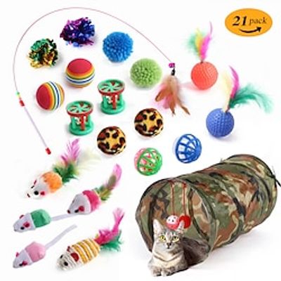 New Pet Cat Toy Tunnel Set Pussy Cat Stick Interactive Plush Mouse Sound Toy Cat Supplies Lightinthebox