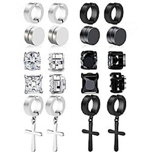 10 pairs non pierced magnetic stud earrings for men women clip on huggie hoop dangle earrings set miniinthebox