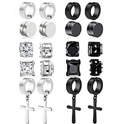 10 pairs non pierced magnetic stud earrings for men women clip on huggie hoop dangle earrings set miniinthebox