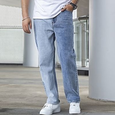 Men's Jeans Trousers Denim Pants Zipper Button Pocket Color Block Comfort Breathable Outdoor Daily Going out Fashion Casual Blue miniinthebox