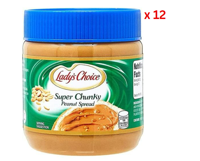 Lady'S Choice Peanut Spread Super Chunky - 340 Gm Pack Of 12 (UAE Delivery Only)