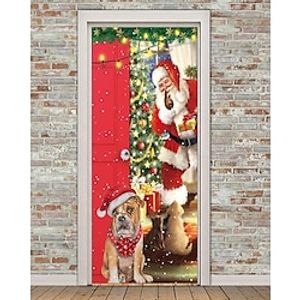 Christmas Santa Door Covers Xmas Decoration Backdrop Door Banner for Front Door Farmhouse Christmas Holiday Party Decor Supplies Lightinthebox