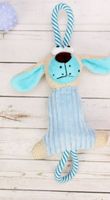 For Pet Dog Chew Squeak Toys Fleece With Cotton Handle Rope - Blue