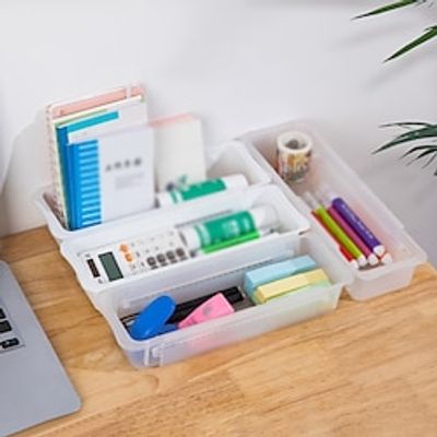2pcs Student Dormitory Stationery Storage Box Desktop Minimalist Ins Style Storage And Organization Tool Plastic Telescopic Storage Basket Lightinthebox