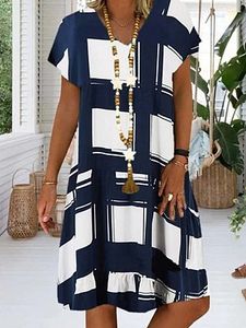 Round Neck Slit Pocket Plain Shift Dress