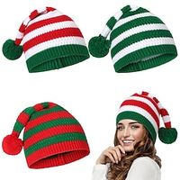 3 Pcs Christmas Knitted Santa Hat Xmas Winter Hats Knit Beanie Soft Adult Skull Cap for Women Men Ski Costume Party miniinthebox