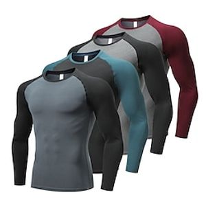 Men's T shirt Tee Gym Shirt Compression Shirt Fitness Shirt Men Tops Crew Neck Long Sleeve Sports  Outdoor Vacation Going out Casual Daily Quick dry Breathable High Elasticity Soft Patchwork Color Lightinthebox