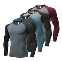 Men's T shirt Tee Gym Shirt Compression Shirt Fitness Shirt Men Tops Crew Neck Long Sleeve Sports  Outdoor Vacation Going out Casual Daily Quick dry Breathable High Elasticity Soft Patchwork Color Lightinthebox - thumbnail
