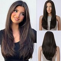charming long layered hairstyles for straight hair 22inch no bangs synthetic wigs for women daily use party vacation holiday natural soft romantic simple casual halloween christmas costume heat resist miniinthebox - thumbnail