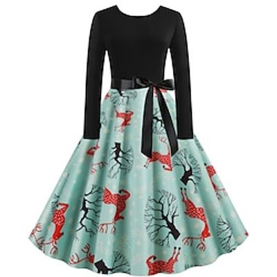 Santa Claus Christmas Dress Fancy Christmas Dress Women's 1950s Christmas Christmas New Year Christmas Eve Adults' Party Christmas New Year Eve Polyester Dress Lightinthebox