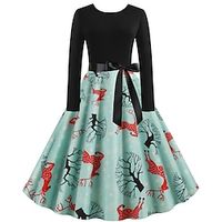 Santa Claus Christmas Dress Fancy Christmas Dress Women's 1950s Christmas Christmas New Year Christmas Eve Adults' Party Christmas New Year Eve Polyester Dress Lightinthebox - thumbnail
