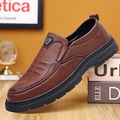 Men's Loafers  Slip-Ons Casual Shoes Dress Loafers Driving Loafers Walking Business Casual Daily Party  Evening PU Height Increasing Loafer Black Brown Spring Fall Lightinthebox