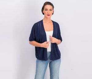 Pointelle-Pattern Open-Front Cardigan  Navy