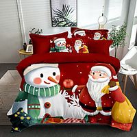 Christmas Santa Claus Printed 3-Piece Duvet Cover Set Hotel Bedding Sets Comforter Cover with Soft Lightweight Microfiber, Include 1 Duvet Cover, 2 Pillowcases for Double/Queen/King(1 Pillowcase for Twin/Single) miniinthebox Christmas Santa Claus Printed 3-Piece Duvet Cover Set Hotel Bedding Sets Comforter Cover with Soft Lightweight Microfiber, Include 1 Duvet Cover, 2 Pillowcases for Double/Queen/King(1 Pillowcase for Twin/Single) miniinthebox