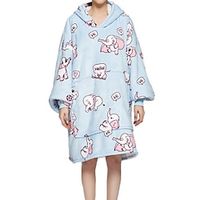 Women's Night Dress Hoodie  Blanket Midi Dress Casual Cozy Print Pocket Animal Hooded Home Lounge Light Pink Light Green 2023 Fall Winter One-Size Lightinthebox - thumbnail