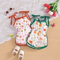 Toddler Girls' Tops Graphic Vacation Halter Outdoor 3-7 Years Summer Orange Green Lightinthebox