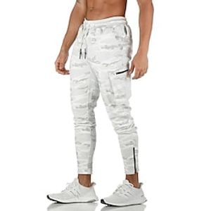 Men's Cargo Pants Trousers Elastic Waist Multi Pocket Solid Color Outdoor Sports Full Length Casual Sports Cotton Sports Slim ArmyGreen Camouflage Gray Micro-elastic  Drawstring  Elasticity Lightinthebox