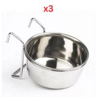 Trixie Stainless Steel Bowl With Holder For Birds 600ml (Pack of 3)