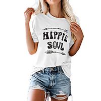 Women's Tee  T-shirt Pure Color Crew Neck Cotton Letter Printed Sport Athleisure T Shirt Top Short Sleeves Breathable Soft Comfortable Everyday Use Street Casual Daily Outdoor Lightinthebox - thumbnail
