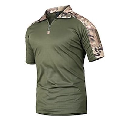 Men's Tactical Shirt Performance Polo Performance Shirt Hiking Shirt Zip Polo Lapel Short Sleeve Sports  Outdoor Vacation Going out Casual Daily Quick dry Breathable Soft Plain Black Green Activewear Lightinthebox
