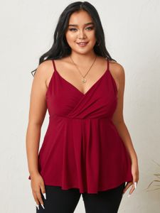 YOINS Plus Size V-neck Wrap Design Sleeveless Cami