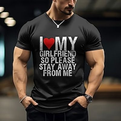 Valentine's Day Graphic Letter  Character  Slogan Daily Designer Outdoor Men's 3D Print Party Casual Holiday  T shirt Black Blue Green Short Sleeve Crew Neck Shirt Spring Lightinthebox