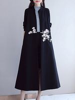 Embroidered plus size long coat - thumbnail
