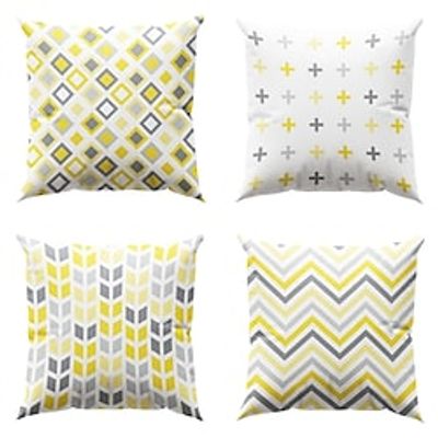 Geometric Double Side Pillow Cover 4PC Soft Decorative Square Cushion Case Pillowcase for Bedroom Livingroom Sofa Couch Chair Machine Washable miniinthebox