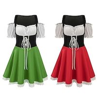 Carnival Oktoberfest Beer Costume Dress Cosplay Costume Dirndl Oktoberfest  Beer Dresses Cosplay Bavarian Wiesn Women's Traditional Style Cloth Dress Apron Lightinthebox - thumbnail