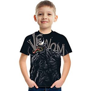 Kids Boys' T shirt Tee Short Sleeve Graphic Black Children Tops Active 3-12 Years miniinthebox