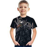 Kids Boys' T shirt Tee Short Sleeve Graphic Black Children Tops Active 3-12 Years miniinthebox - thumbnail