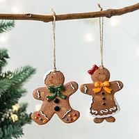 Christmas Resin Gingerbread Man Small Pendant Christmas Tree Decoration Pendant Gingerbread Man Decoration Doll Christmas Decorations miniinthebox - thumbnail