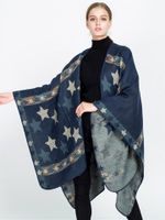 Star Printed Knitted Cloak Shawl Cardigan