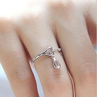 1PC Open Cuff Ring For Women's AAA Cubic Zirconia White Daily Date Alloy Heart Lightinthebox - thumbnail