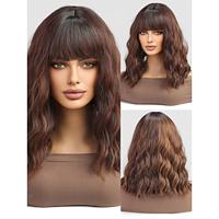 Synthetic Wig Uniforms Career Costumes Princess Curly Wavy Middle Part Layered Haircut Machine Made Wig 14 inch sepia Synthetic Hair Women's Cosplay Party Fashion Natural Black Lightinthebox