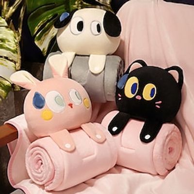 Cartoon Roll Blanket, Flannel Blanket, Big Eyed Pet Blanket, Air Conditioning Blanket, Children's Nap Tool, Lying Pillow Cover Blanket Lightinthebox