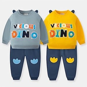 2 Pieces Kids Boys Hoodie  Pants Clothing Set Outfit Letter Long Sleeve Cotton Set Vacation Casual Comfort Winter Fall 2-8 Years Yellow Dusty Blue Lightinthebox