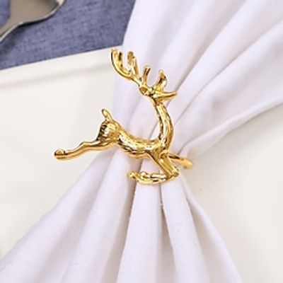 12pcs Elk Christmas Napkin Ring, Napkin Buckle, Exquisite Napkin Holder, Suitable For Birthday, Farmhouse, Wedding, Thanksgiving, Easter, Banquet, Buffet Table Decoration, Christmas Ornaments, Holiday miniinthebox