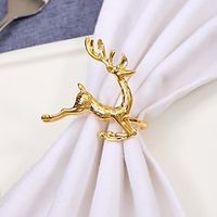 12pcs Elk Christmas Napkin Ring, Napkin Buckle, Exquisite Napkin Holder, Suitable For Birthday, Farmhouse, Wedding, Thanksgiving, Easter, Banquet, Buffet Table Decoration, Christmas Ornaments, Holiday miniinthebox - thumbnail