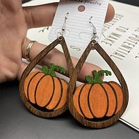 Women's Drop Earrings Fine Jewelry Classic Rabbit Cat Skull Statement Cartoon Wood Earrings Jewelry 1#  2#  3# For Halloween 1 Pair Lightinthebox - thumbnail