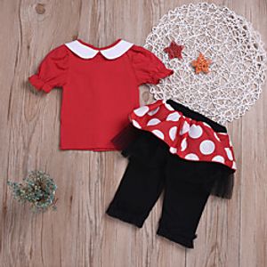 Kids Girls' Shirt  Pants Clothing Set 2 Pieces Short Sleeve Red Polka Dot Print Basic Cute Regular 2-6 Years Lightinthebox