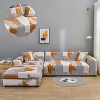 Stretch Sofa Cover Slipcover Elastic Sectional Couch Armchair Loveseat 4 or 3 seater L shape Abstract Geometric Soft Durable Washable miniinthebox - thumbnail