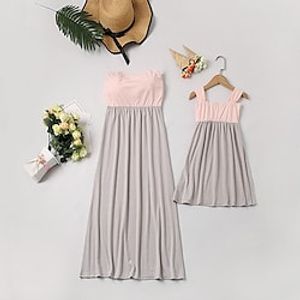 Dress Mommy and Me Cotton Print West Red Blushing Pink Matching Outfits Lightinthebox