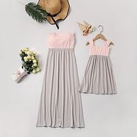 Dress Mommy and Me Cotton Print West Red Blushing Pink Matching Outfits Lightinthebox - thumbnail