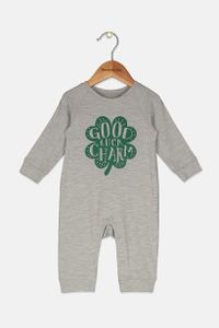 Toddlers Boys Graphic Long Sleeve Romper  Grey