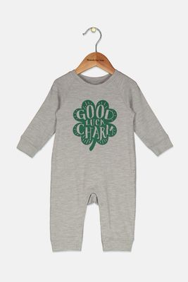 Toddlers Boys Graphic Long Sleeve Romper  Grey