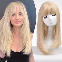 18 Inch Light Blonde  Bleach Blonde Mixed Hair Toppers with Bangs for Women Synthetic Hair Toppers Hair Pieces Swiss Base with 3 Clips in Wiglets Toppers for Women with Thinning Hair Lightinthebox