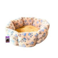 Coco Kindi Paw Printed Peach Washable Donut Shape Fur Bed For Dogs & Cats - Size 3- 56×20cm