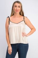 Womens Tie Strap Cami Metallic Top  Blush - thumbnail